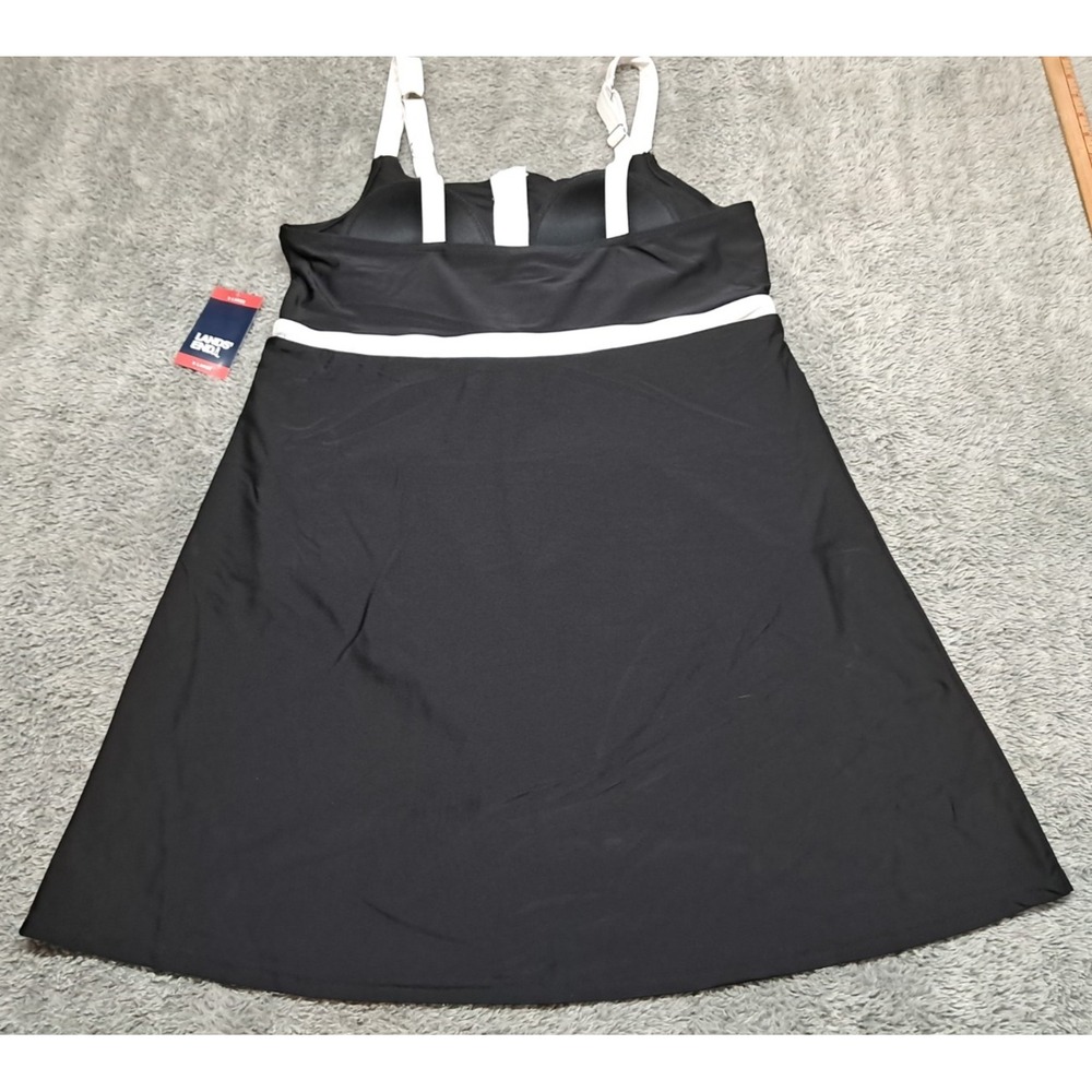 Lands End Swimsuit Womens SZ XL Zip Front Swim Dress Skirt Cover One Piece Black - Picture 5 of 11